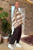 Made in Italy Big Softie Stripe Shortie Knit Toffee